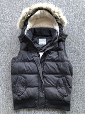 Fat Face Womens Quilted Gillet /Bodywarmer With Detachable Hood Size 12 Charcoal