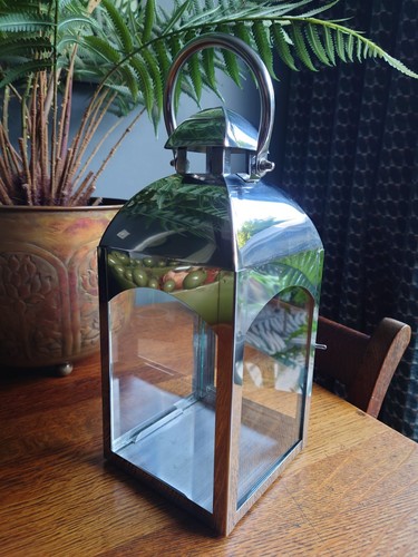 Silver metal lantern glass - lantern,