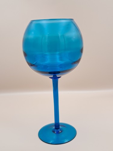 Blue glass optic ball vase - blue,