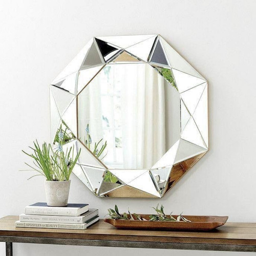 Silver diamond wall mirror - silver,