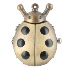 Small Little Ladybug Shape Quartz Pocket Watch Necklace Chain Children Watches