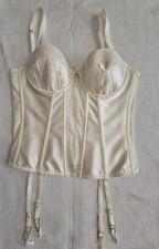 ​UNTOLD Creamy Lace Corset Top w/ Garter Clips Boning Sz 34B