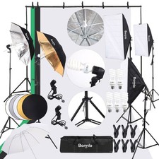 1125W Photo Studio Softbox Continuous Lighting Kit Backdrop Umbrella Stand Set