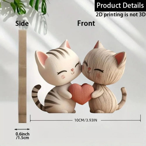Wooden kitten couple - wooden,