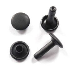 Matte Black Double Cap Leather Craft Rivets 9mm Caps x 12mm Long Stems