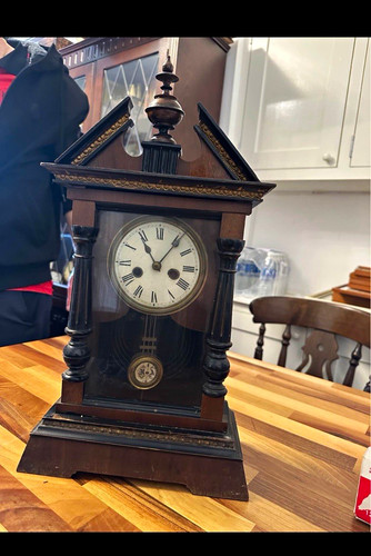 Vintage wooden mantel clock - mantel,