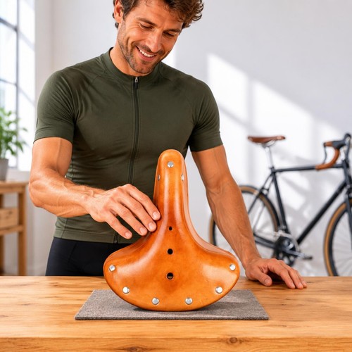 Vintage leather bike saddle - leather,