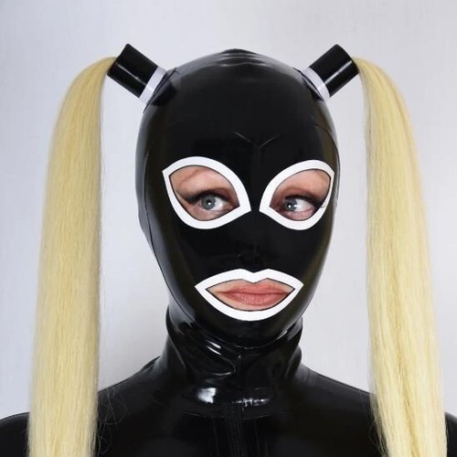 Women latex hood blond pigtail - latex,