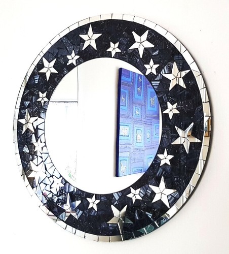 Round black silver star - &,