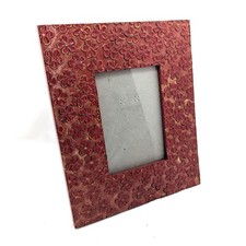 Vtg 90s Red Floral 3.5x5 Picture Frame Textured Oxblood Floral Colorful Romantic