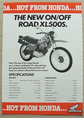 Honda xl500s motorcycle - motorcycle, sales