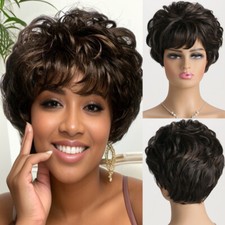 Short Brown Curly Wigs for Women Hair Replacement Wig Natural As Real Hair