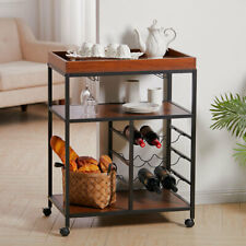 Wooden/Glass Kitchen Drinks Trolley Serving Cart Catering Tea Trolleys Wine Rack