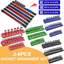 Magnetic Socket Organizer 1/4" 3/8" 1/2" Drive 3Pcs Or Rail Storage Holder 6Pcs