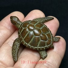 2.3 Inch Old Chinese Bronze Carving Lovely Turtle Statue Pendant Gift Collection