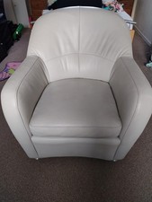 Cream Real Leather Comfy Tub Chair
