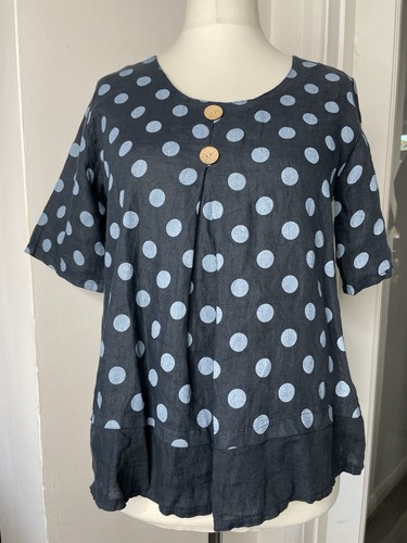 Luca vanucci linen top blue - linen,