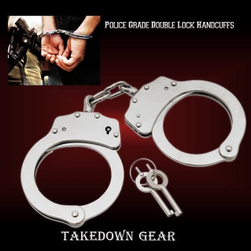 Nickel hand handcuffs - handcuffs, police