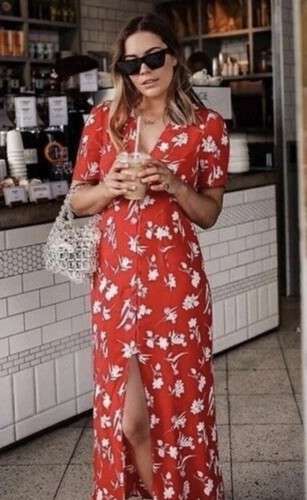 Zara red white floral midi - zara,