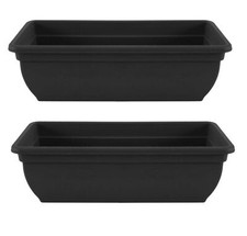 2 Black Trough Plant Pot