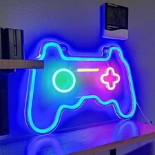 Large USB Dimmable USB Game Controller Neon Wall Light LED Sign Hanging Xbox UK