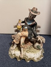 Capodimonte Man Drinking On A Bench. Vintage Porcelain Figurine. Large. Rare