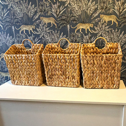 Set beige wicker woven - of,