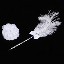 Feather Quill Signing Ballpoint Writing Pen With Holder For Wedding Meeting