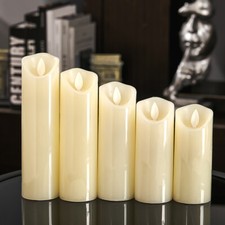 Set of 5 LED Flameless Pillar