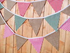 Handmade fabric bunting Hessian & Gingham 1m - 3.2 ft Weddings - parties No Gaps