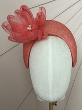 Coral Sinamay Fascinator