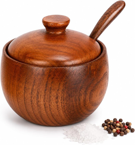 Salt pot with - salt, spoon