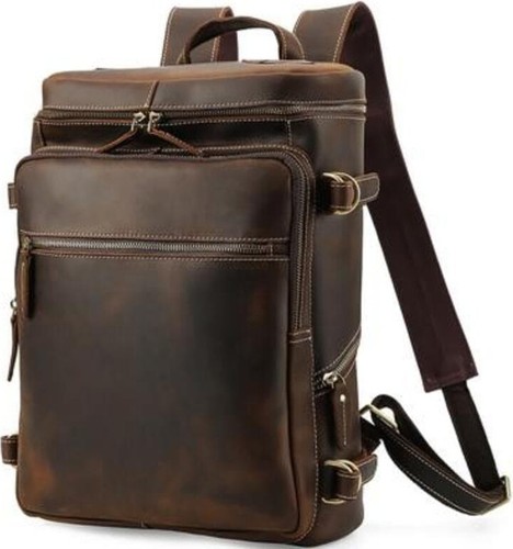 Leather 17in travel backpack - 17in,