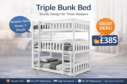 Lydia triple bunk bed solid - triple,