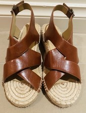 Trenery Size 38 Brown Leather Espadrilles Sandals