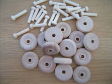 Wooden toy wheels + axles. Wooden wheels. 32mm   1 1/4" x 3/8" thick