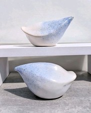 Vintage 1988 Pair Studio Art Pottery Bird Figurines Signed Macs Organic Abstract