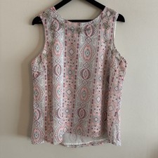 FALMER HERITAGE Multi Geometric SIZE 18 UK Sleeveless Lined Embellished Top