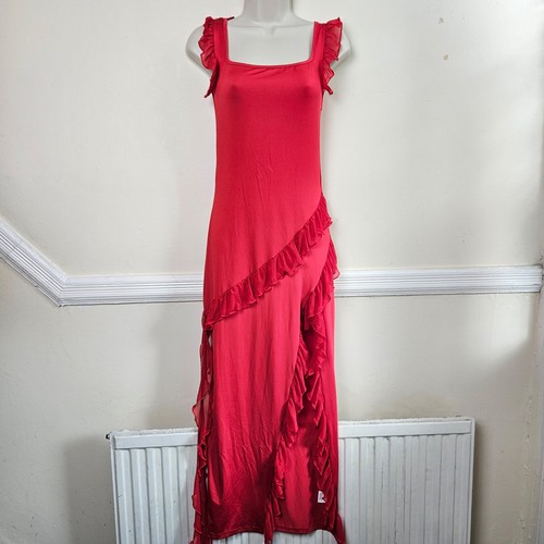 Red ruffle maxi - red, square