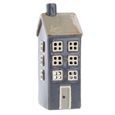 Shudehill Giftware Village Pottery Tall House Tealight Holder Blue Ceramic