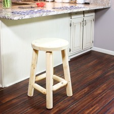 Rustic Unfinished Fir Wood Indoor Backless Counter-Height Stool by Sunnydaze