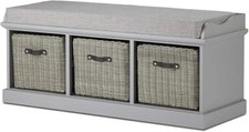 Grey Storage Hallway Bench