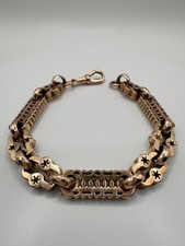 9ct Rose Gold Stars and Bars Bracelet Heavy 19.87g Hallmarked - 8.25"