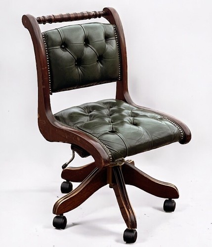 Desk chair green leather - chair,,