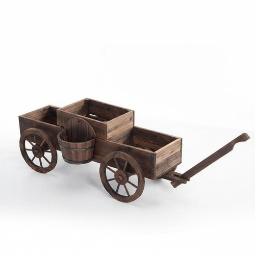 Wooden planter wagon - wooden,