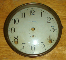 Seth Thomas Tambour Mantel Clock Dial / Face & Hinged Convex Glass Crystal Door