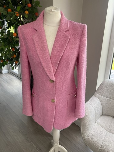 Zara pink textured blazer - textured,
