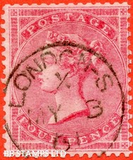 SG. 66 variety J51 (3). 4d Deep Rose.  A fine " 3rd May 1861 LONDON " CDS B77166
