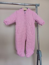 Baby Girl Pramsuit Snowsuit Next 6-9 Months Pink Quilted Stars Hooded