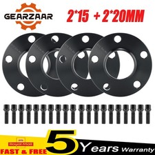 4PCS HUBCENTRIC WHEEL SPACERS 2*15/2*20MM 5X112MM & BOLTS SET BLACK FOR AUDI A5